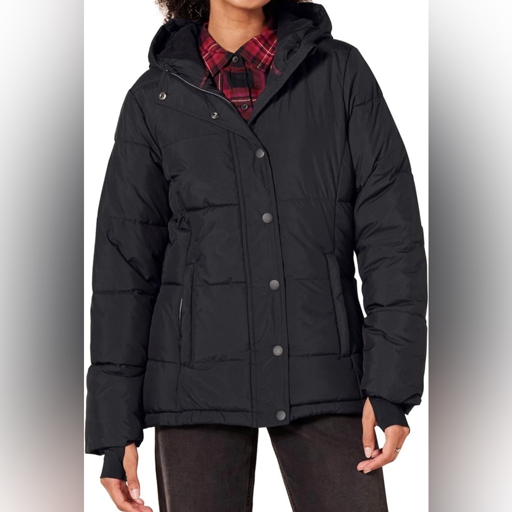 Black Puffer Hooded Winter Coat